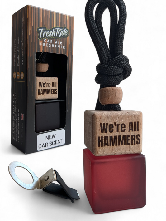 Westham FC car air freshener gift set | New car smell | Burgundy | 8ml glass bottle | Long lasting