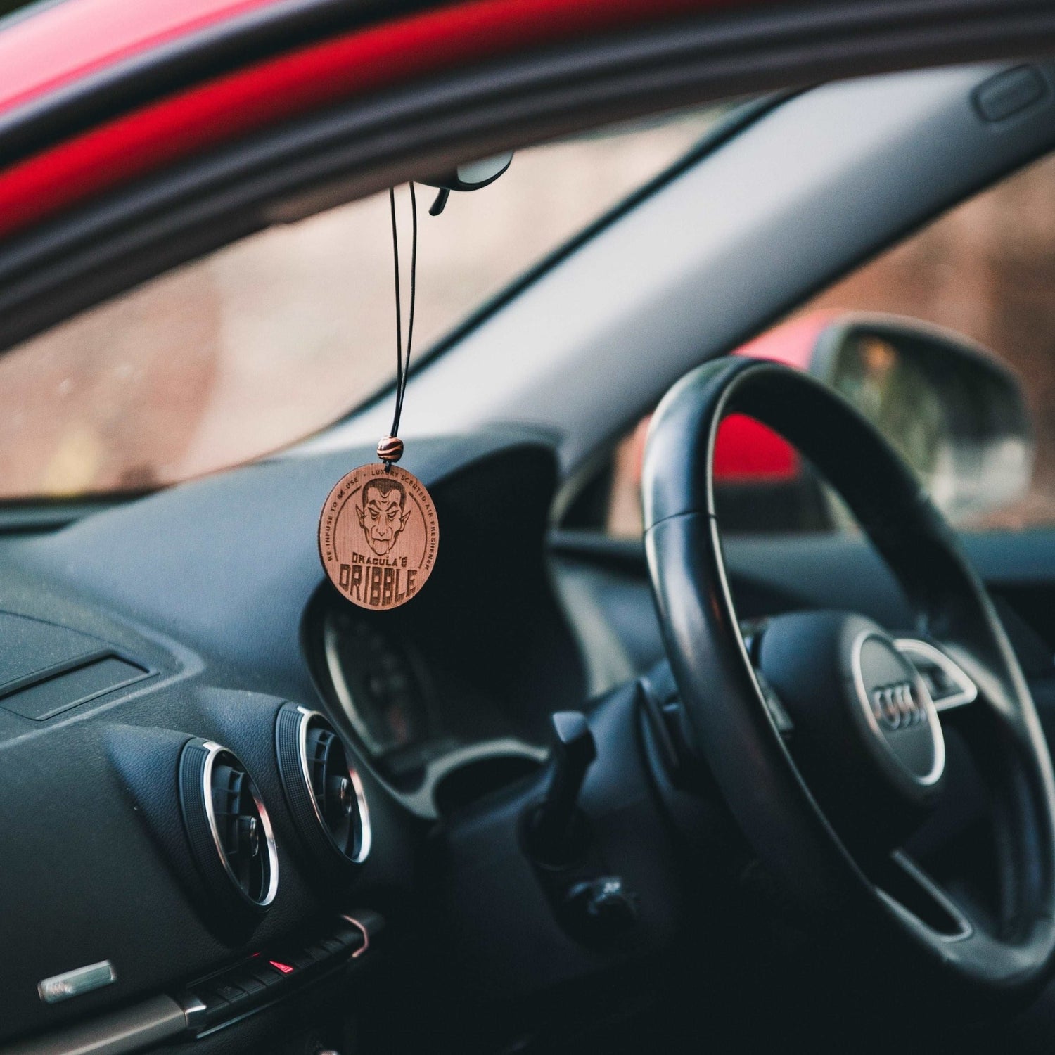 Reusable Car Air Freshener Disc - 'Dracula's Dribble' Design - Reusable Air Fresheners for Cars