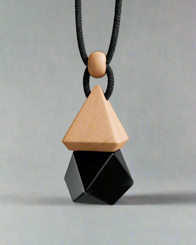 Black colour pendant glass bottle with wooden top.