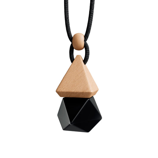 Black colour pendant glass bottle with wooden top.