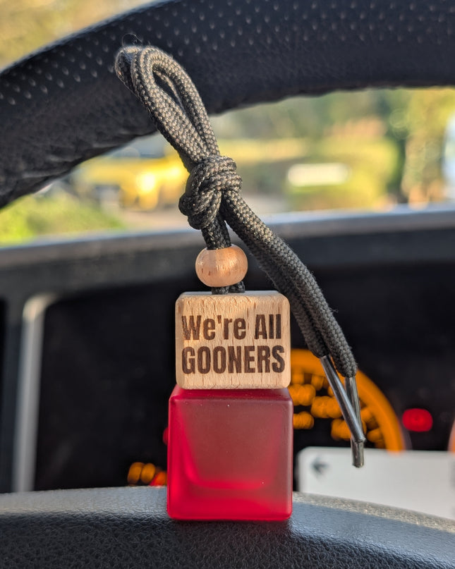 Red frosted glass square bottle car air freshener by Fresh Ride