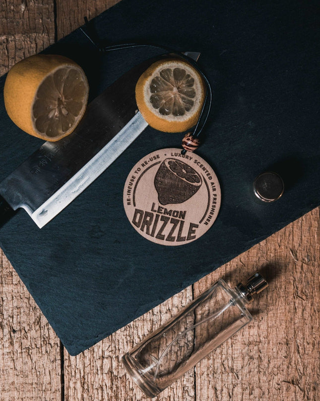 Reusable Car Air Freshener Disc - 'Lemon Drizzle' Design - Reusable Air Fresheners for Cars