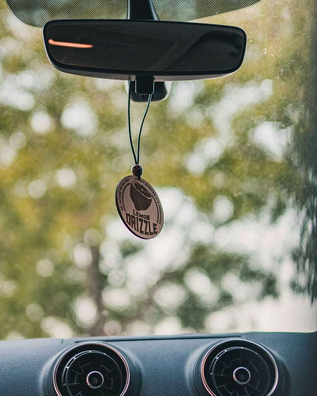 Reusable Car Air Freshener Disc - 'Lemon Drizzle' Design - Reusable Air Fresheners for Cars