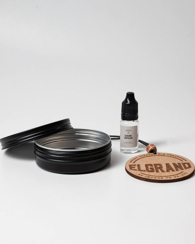 Reusable Car Air Freshener Disc for 'Nissan Elgrand' Design along with the refill and re-infusing station