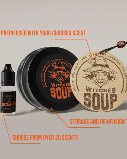 Reusable Car Air Freshener - 'Witches Soup' Design - Castle of Scent Car Air Freshener, Reusable Air Fresheners for Cars